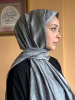 geometrik desen pamuk ipek şal - Görsel 3
